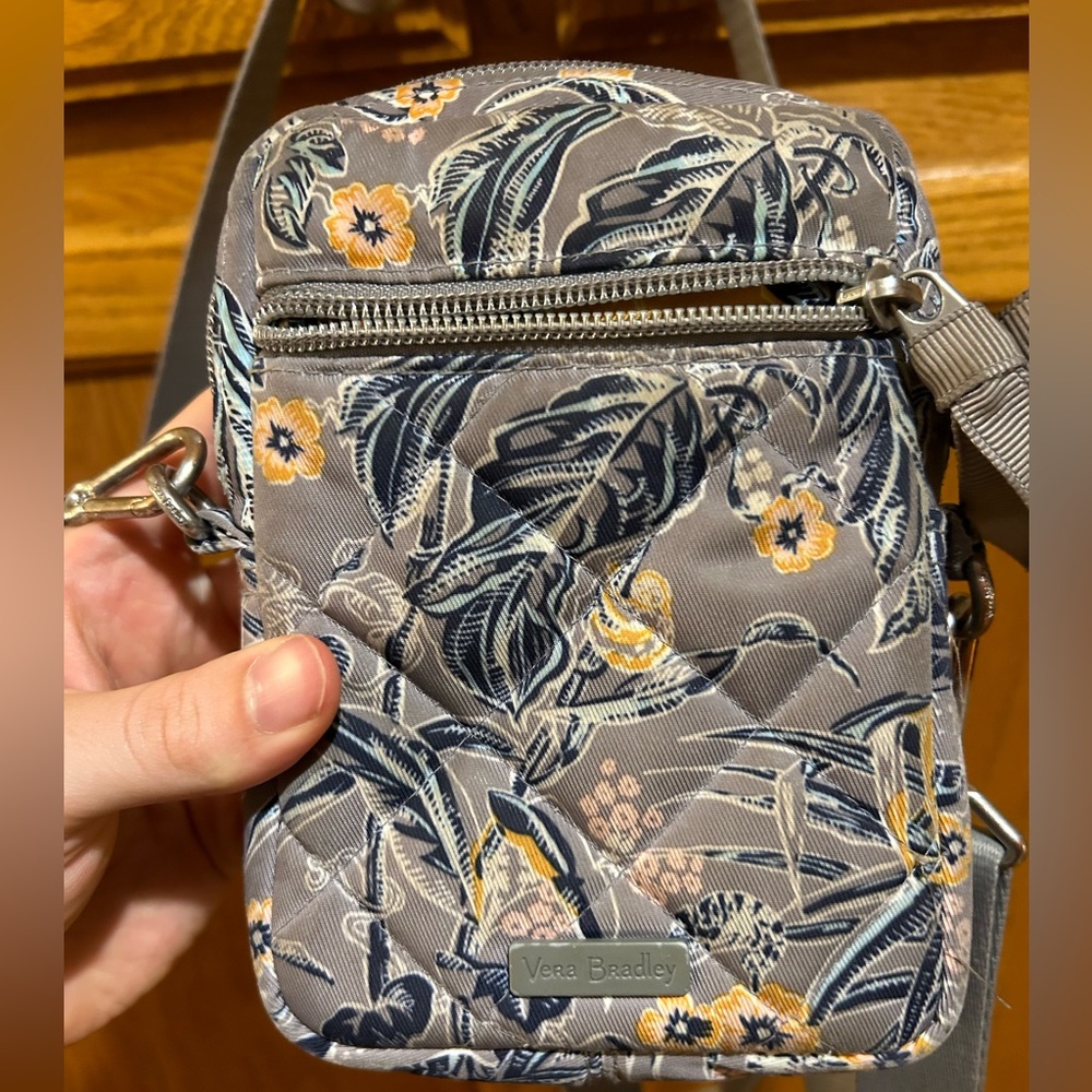 Vera Bradley Convertible Grey Rainforest Crossbody Bag RFID